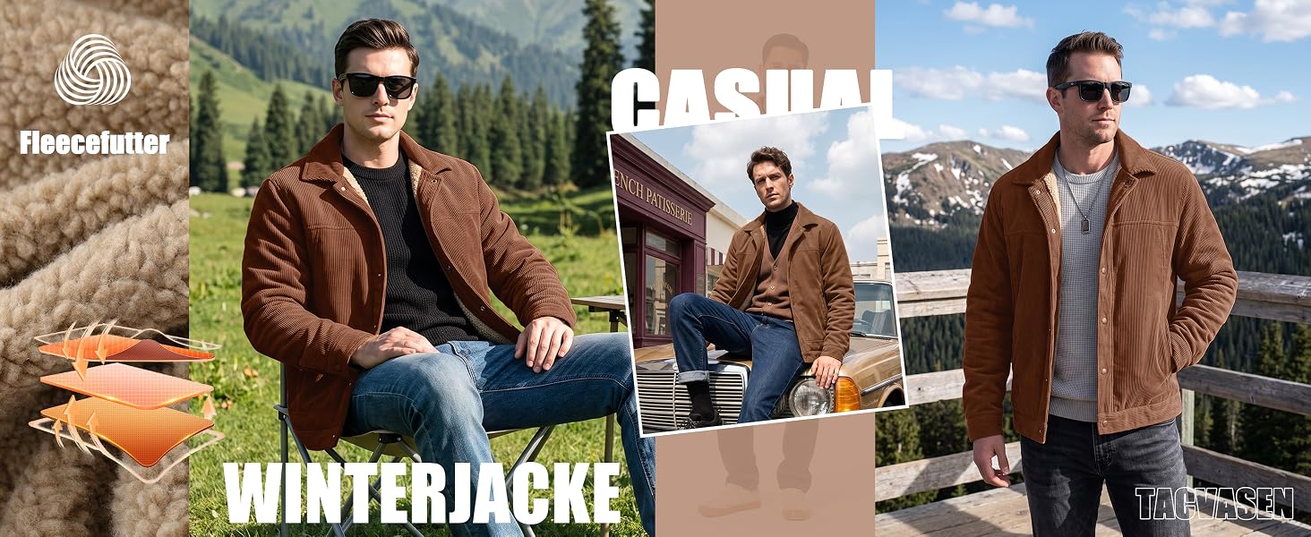 Чоловіча зимова куртка TACVASEN з вельвету на флісі, перехідна куртка, XL, чорна