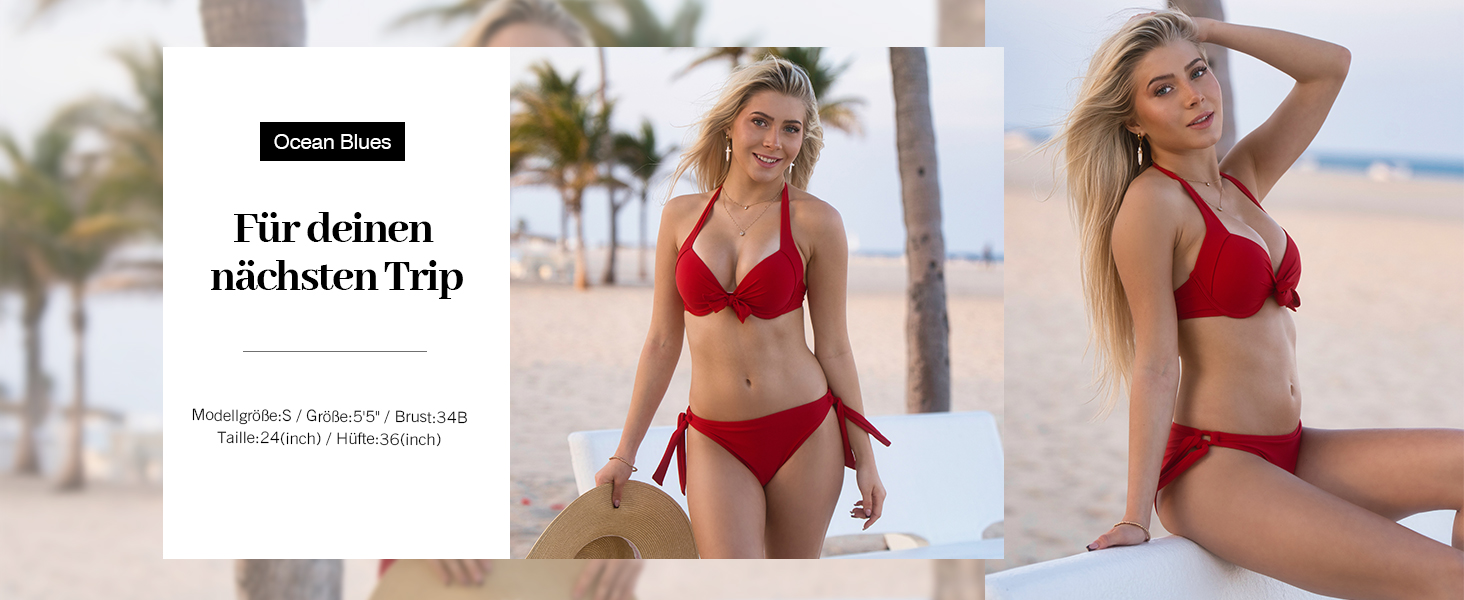 Бікіні Ocean Blues Push-up з квітковим принтом, комплект з підкладкою та зав'язками, блакитний, розмір M для пляжу та басейну