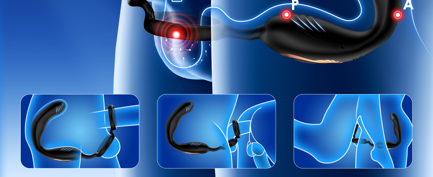 Вібратор для чоловіків для стимуляції простати, з обертанням на 360° та 10 режимами вібрації, анальний плагін з кільцем