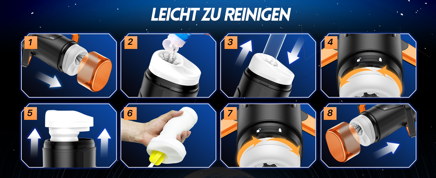 Інтимна іграшка для чоловіків Eanatoys Masturbieren - 9 вібраторів, телескопічна функція, 3D реалістична вагіна, LCD-дисплей, помаранчевий колір