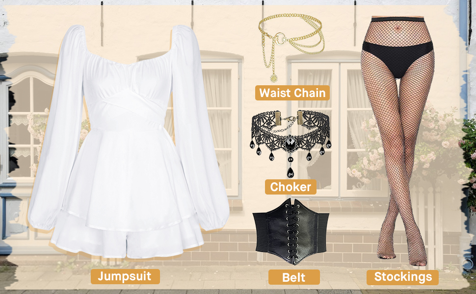 Костюм пірата для жінок, 5 предметів: сукня, таліювання, намисто, пояс, панчохи. Ідеально для Хелловіну, карнавалу, вечірок