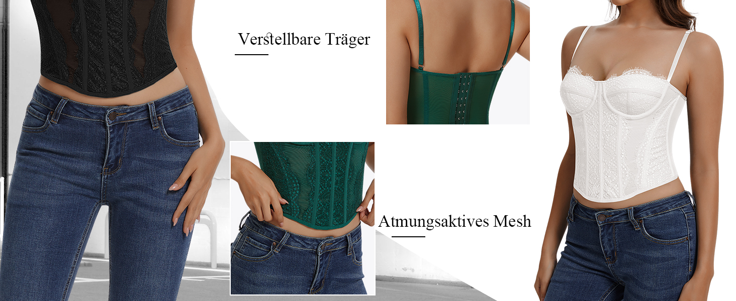 Корсетний топ для жінок з повним бюстом, корсаж на бретелях, сексуальний кроп-топ (чорний, M)