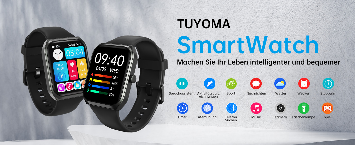 Смарт-годинник TUYOMA для чоловіків та жінок, 1.3
