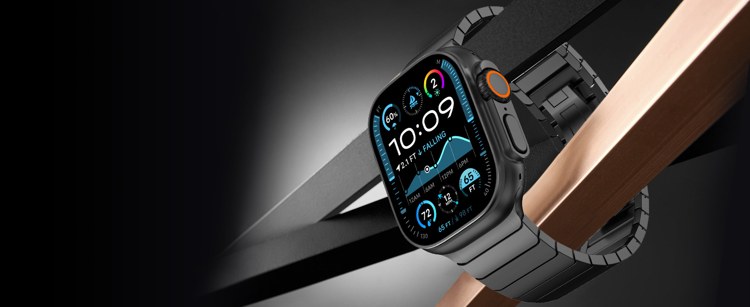 Металевий ремінець CHANCHY для Apple Watch Ultra 3/2/1, Series 11/10/9/8/7/6/5/4/3/2/1, SE — сталевий браслет (чорний, 42/44/45/46/49 мм)