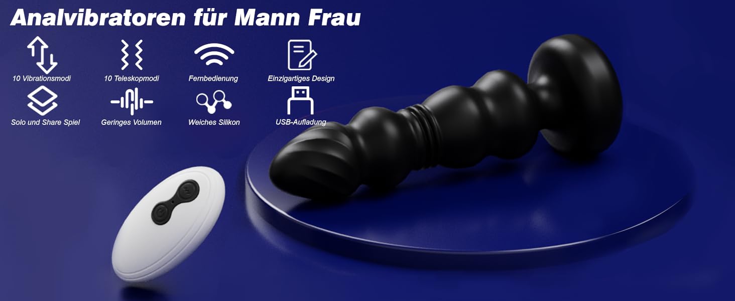 Вібратор для анусу з 10 режимами вібрації: стимуляція простати, для чоловіків та жінок, секс-іграшка