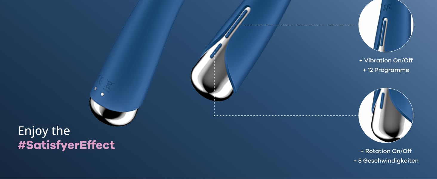 Вібратор Satisfyer Spinning Vibe 1 G-Punkt | 12 вібрацій та 5 програм обертання | Для жінок | Водостійкий (IPX7) | (Блакитний)