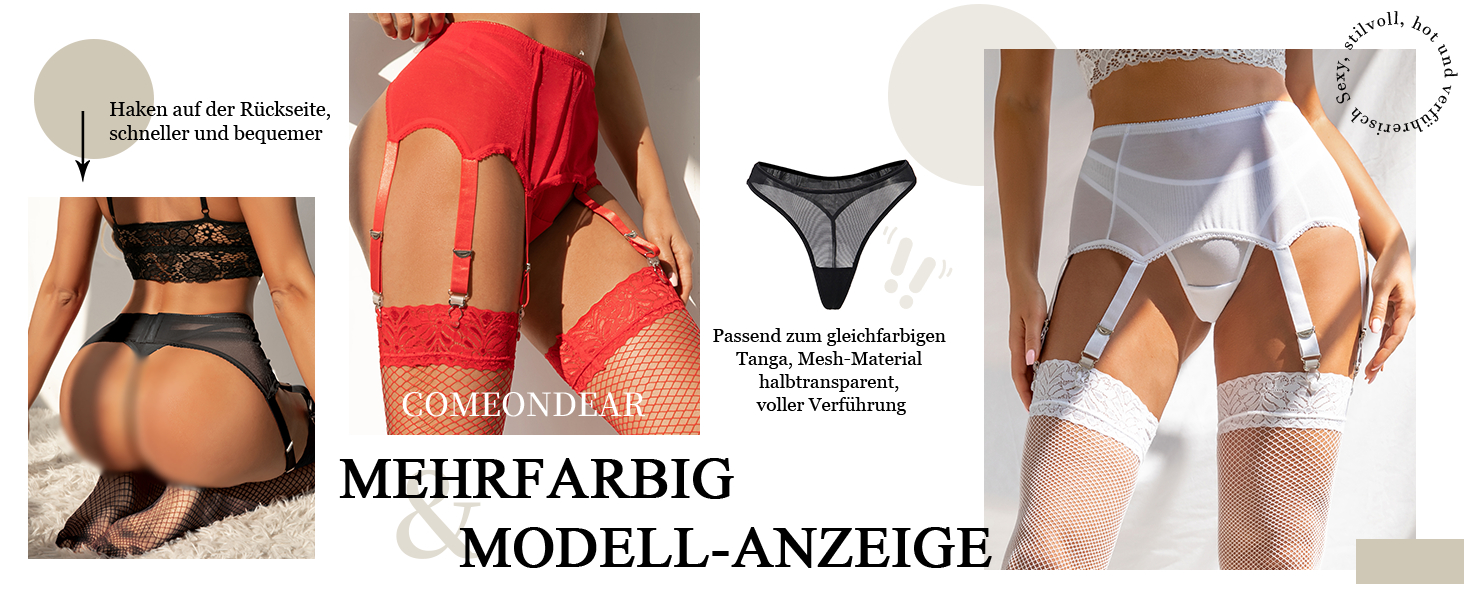 Жіночий корсет-стрінг з широкими стріжками ComeOnDear. Комплект сексуальної білизни з стріжками, стрінг-стріжками та металевими кліпсами. Розміри M-L.