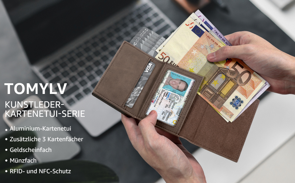 Чоловічий гаманець з RFID-захистом та Pop-up картницею, портмоне з магнітним замком, відділенням для монет та купюр, коричневий
