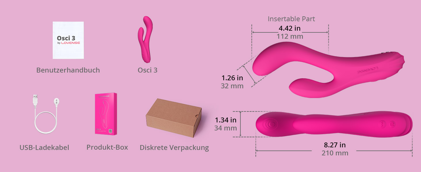 LOVENSE Osci 3 Rabbit - вібратор для жінок з керуванням через додаток, масажер G-точки та кліторального стимулятора, з двома моторами та бездромовим пультом керування