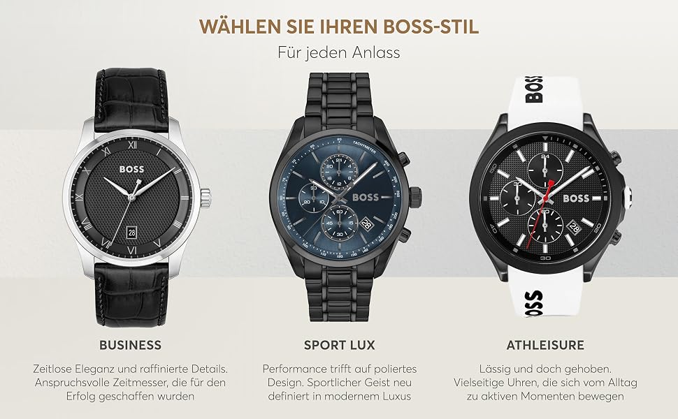 Чоловічий годинник BOSS Navigator Chronograph Quartz зі сталевим міллезаїм ремінцем або шкіряним ремінцем, Коричневий/Сірий
