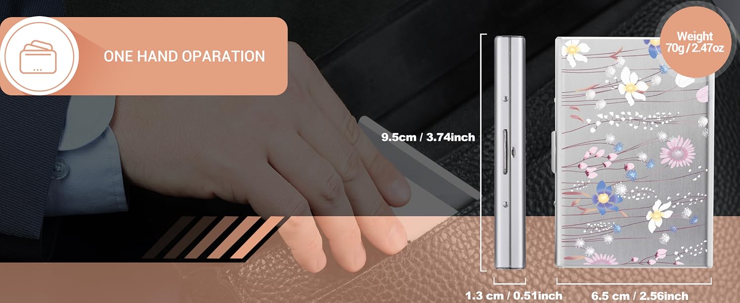 Слімарт-гаманець для кредитних карток з RFID-захистом, металевий ультратонкий картхолдер з гравіюванням «Квітка» (на 6 карток, срібний)