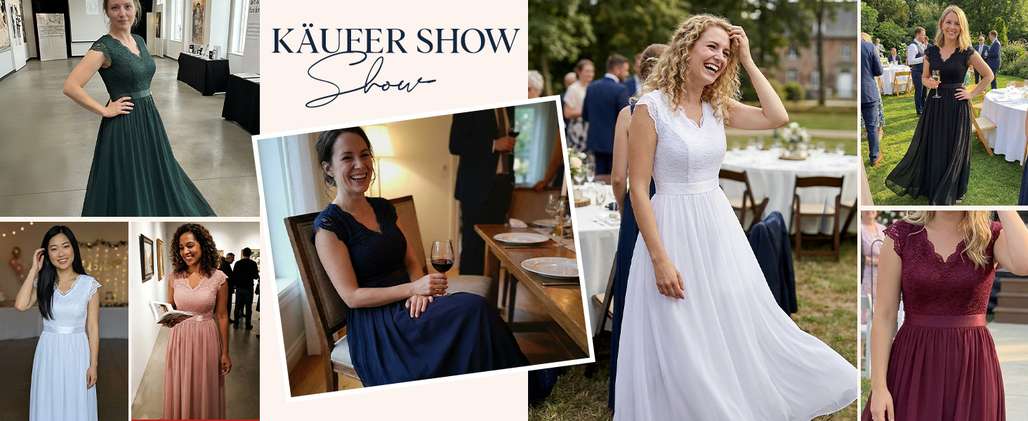 Елегантна вечірня сукня Dressystar довга мереживна шифон для весілля та балу з рукавами-крильцями, біла, розмір S
