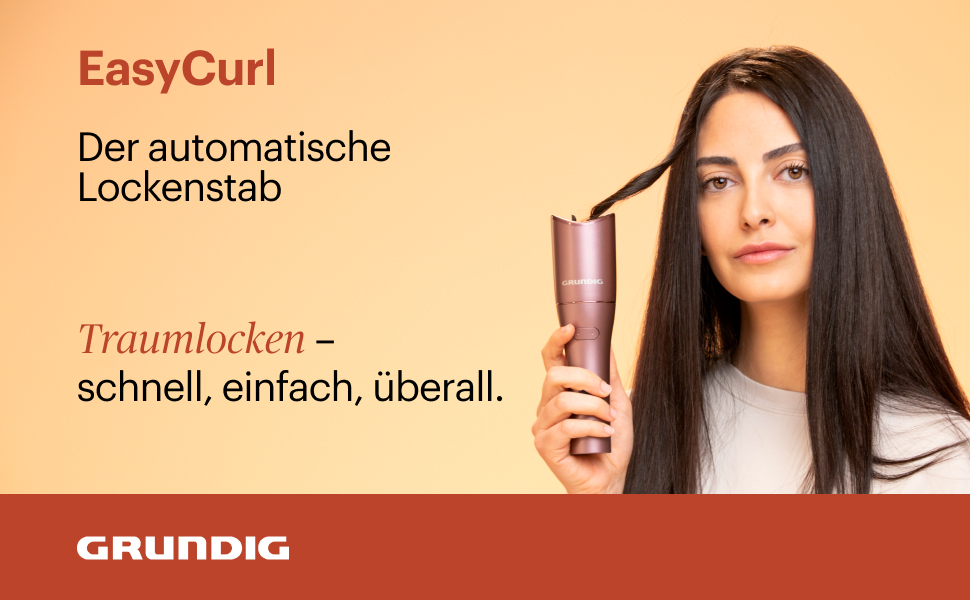 Автоматичний стайлер для завивки волосся Grundig EasyCurl HS 6230, бездротовий керамічний плойка для локонів, 3 температурні режими, LCD-дисплей, фіолетовий