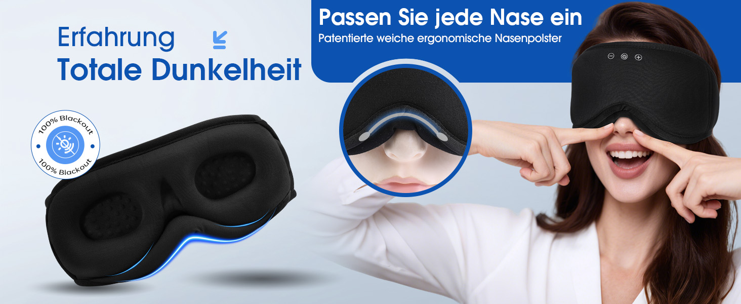 Bluetooth маска для сну LC-dolida зі звуком HiFi, світлонепроникна з бамбукової бавовни, Bluetooth 5.4, регульований ремінець, чорна