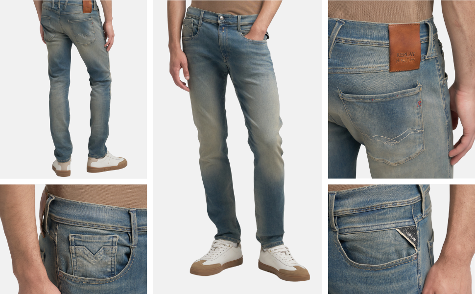 Чоловічі джинси Replay Anbass Slim-Fit з Comfort Stretch, колір Medium Blue, розмір 34W/32L