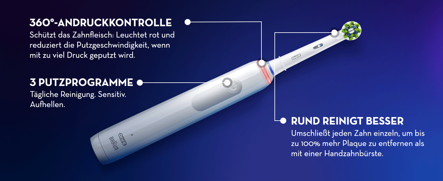 Електрична зубна щітка Oral-B Pro 3 3500 Edition, чорна, з дорожнім футляром та набором насадок (3 шт.)