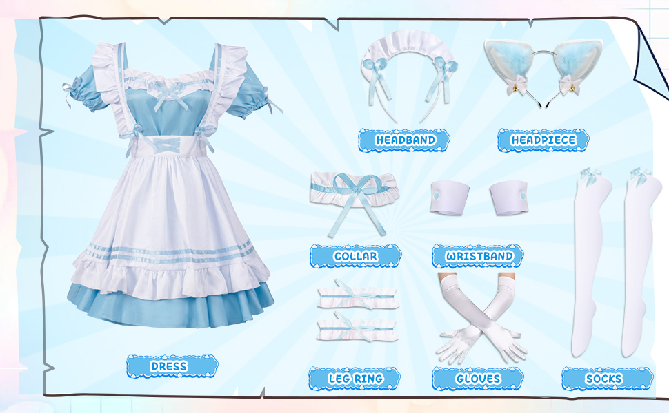 Костюм французької служниці: комплект для косплею, карнавалу та Хелловіну (чорний, L)