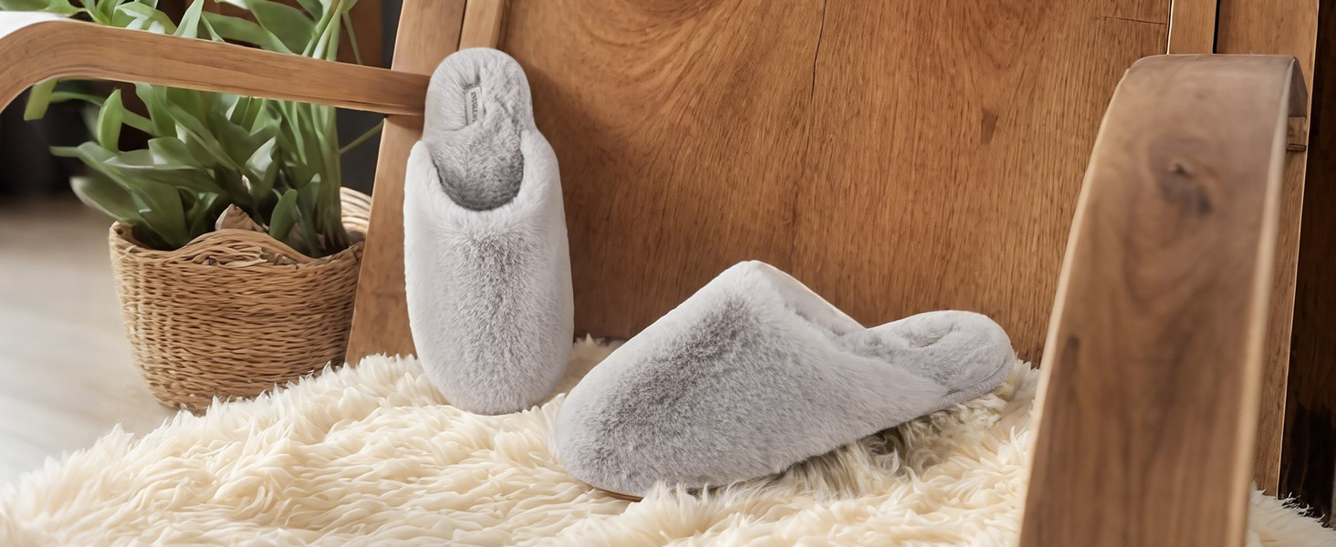 Жіночі домашні капці Snug Leaves з штучним хутром та ефектом пам'яті Memory Foam, сірі, розмір 38/39 EU