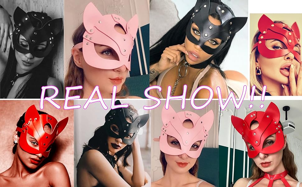 Маска для обличчя SINSEN з екошкіри у вигляді кота - сексуальний аксесуар для косплею, Хелловіну, вечірок та карнавалу, чорна