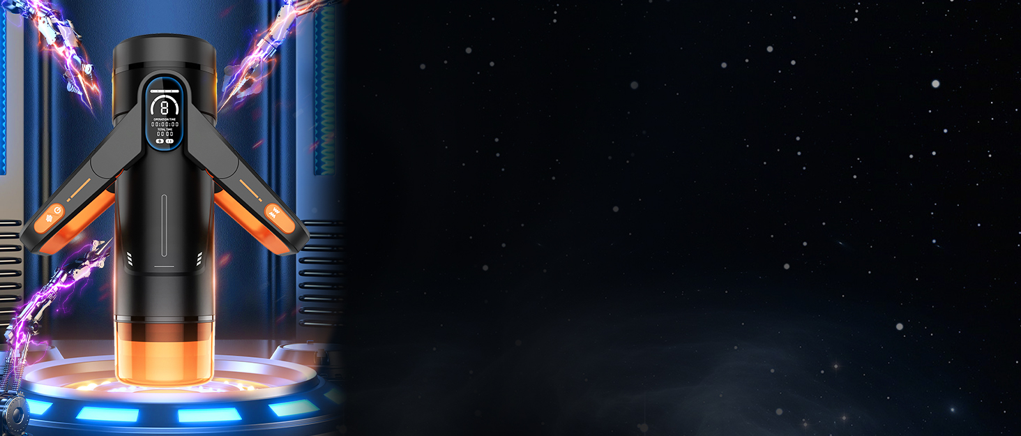 Інтимна іграшка для чоловіків Eanatoys Masturbieren - 9 вібраторів, телескопічна функція, 3D реалістична вагіна, LCD-дисплей, помаранчевий колір