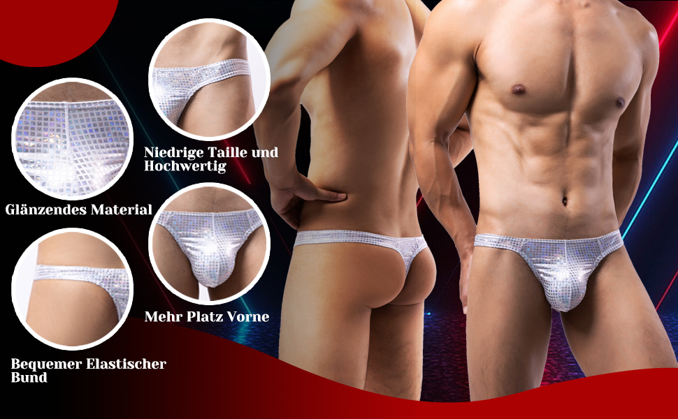 Танга чоловічі Detwen, мереживні, 3 шт. - сексуальна білизна для чоловіків