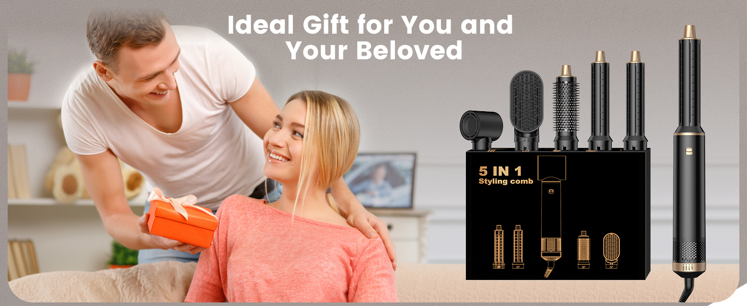 Мультистайлер для волосся 5 в 1 Haarstyler 1000W: фен-щітка, гофре, вирівнювач та насадки для завивки, білий
