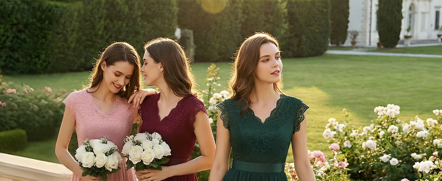 Елегантна вечірня сукня Dressystar довга мереживна шифон для весілля та балу з рукавами-крильцями, біла, розмір S