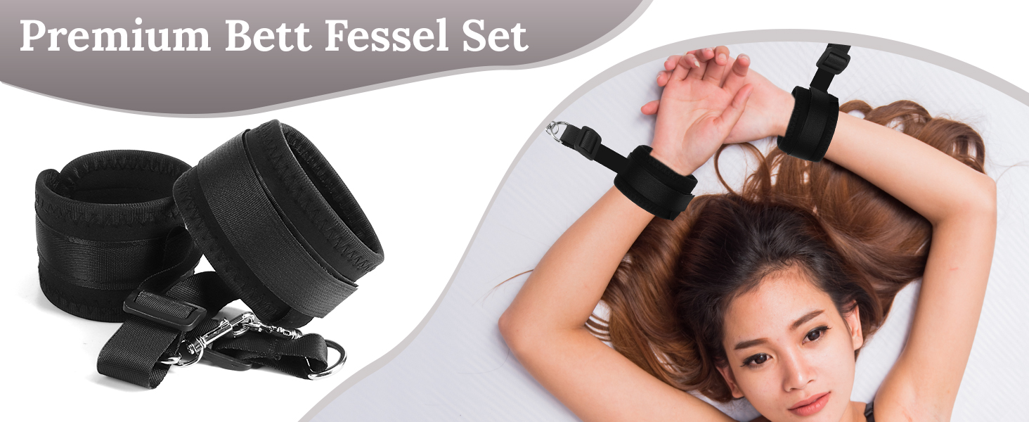 Набір для БДСМ з петлями та наручниками: петлі для ліжка, наручники, розтяжка, фіксатори для ніг (5 шт.)