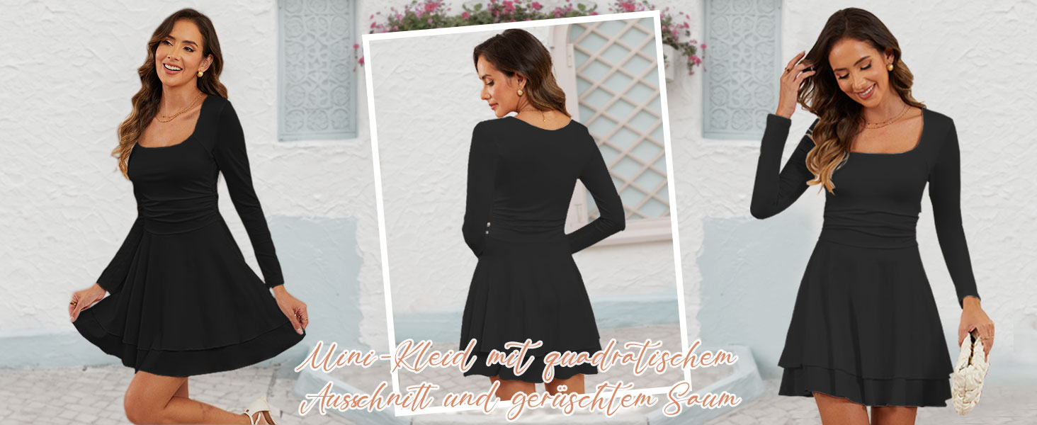 Біле міні-плаття з довгим рукавом, облягаюче, з рюшами, квадратний виріз, для вечірок та клубів