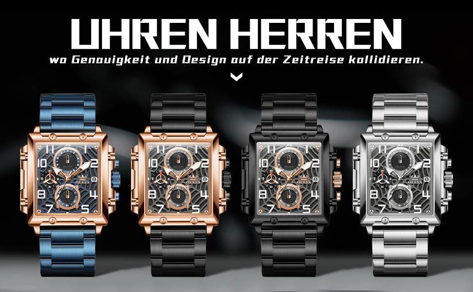 Чоловічий наручний годинник OLEVS Chronograph з шкіряним ремінцем, японський кварцовий механізм, водонепроникний, класичний елегантний стиль (модель 2958, чорний)