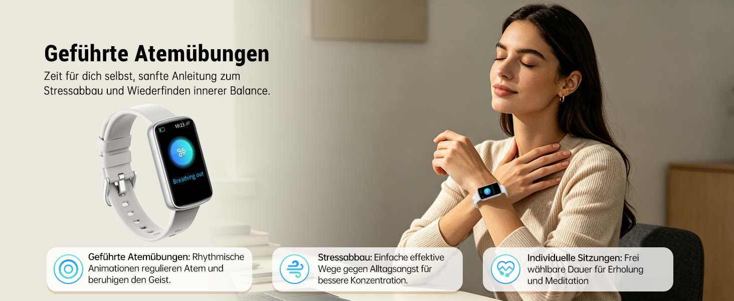 Смарт-годинник для жінок 1.47'' Fitness Tracker: моніторинг пульсу, SpO2, сну, крокомір, відстеження менструального циклу, сповіщення дзвінків та WhatsApp, сумісний з Android та iOS, чорний