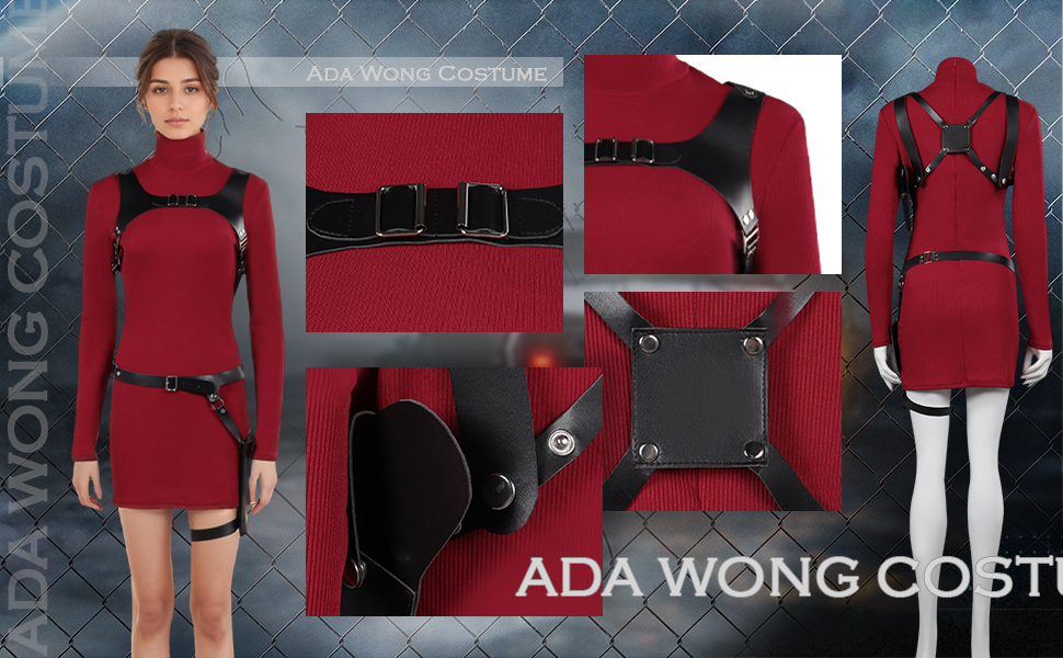 Косплей костюм Ади Вонг: сексуальне в'язане червоне плаття-костюм для Хелловіну, карнавалу та вечірок