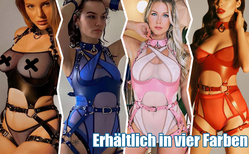 ALMYMM Жіночий сексуальний шкіряний фіксатор, корсет, нагрудник, набедренний виробіток, ланцюжок для ніг, SM-нагрудник, костюм для вечірки, одяг для клубу, фетиш-іграшки для жінок, косплей (Блакитний)