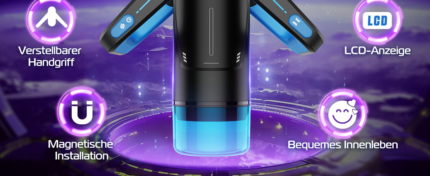 Інтимний масажер для чоловіків Eanatoys з 9 вібраціями, телескопічною функцією та LCD-дисплеєм (синій)