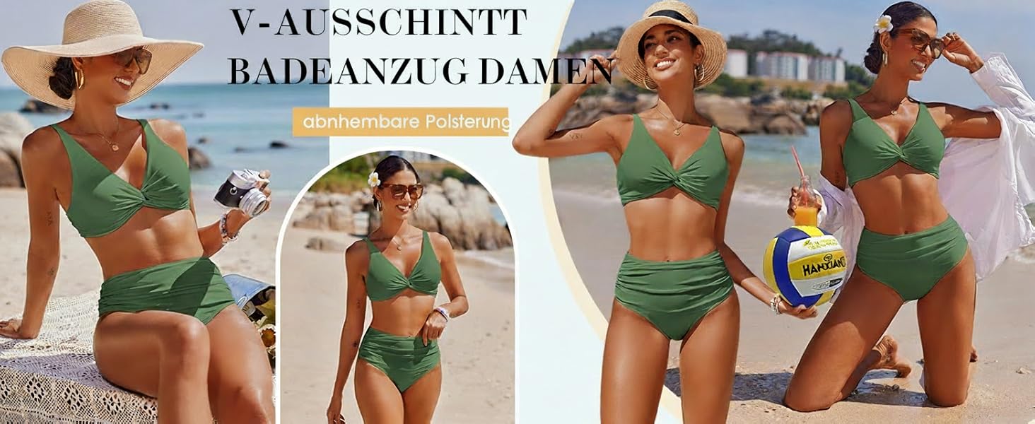 Бікіні Ecouaer для жінок: комплект з високою талією, корегуючий животик, push-up, чорний, S-XXL