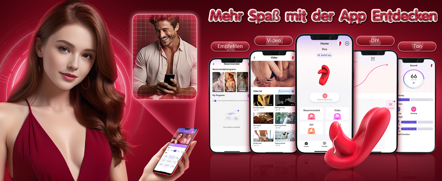 Вібратор для жінок Flirting: сексуальна іграшка для пар, 10 режимів, керування через додаток, рожевий