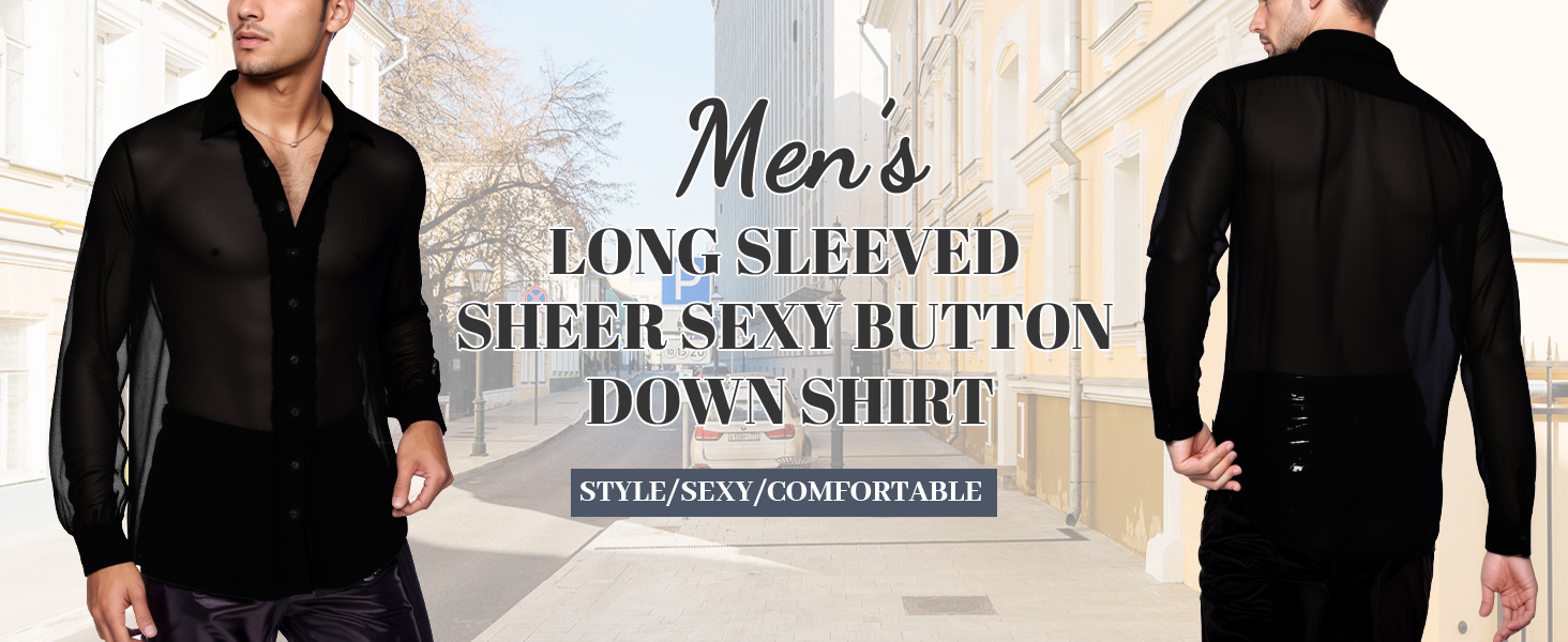 Чоловіча прозора сорочка AIEOE, тонке сексуальне т-образне поло з довгим рукавом, для дискотеки та клубів, чорний, розмір S-3XL