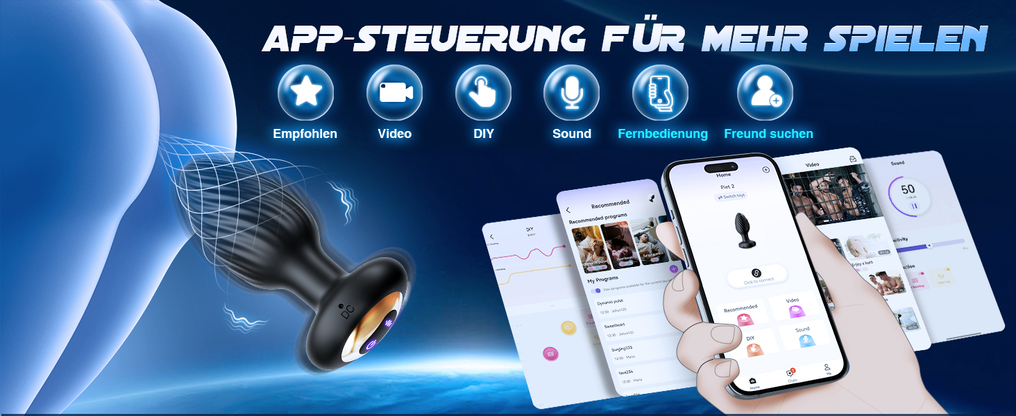 Анальні вібратори для жінок. Набір секс-іграшок з 7 режимами вібрації та обертання. Силіконовий butt plug для жінок та чоловіків.