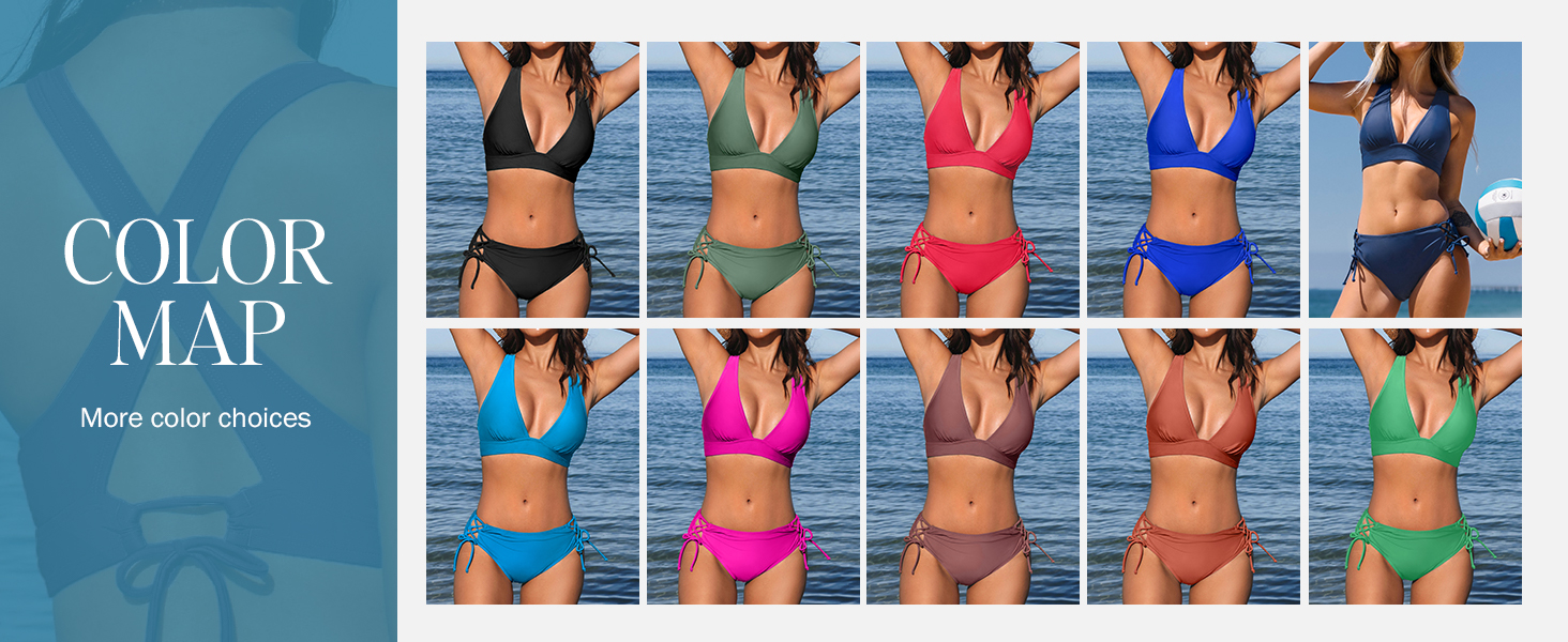 CUPSHE БІКІНІ Спортивний Роздільний Купальник з V-подібним вирізом, на зав'язках, низька талія, квітковий принт, оливковий колір, для жінок