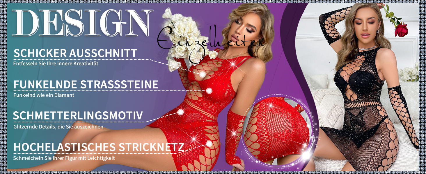 Елегантний жіночий комплект нижньої білизни Ella Lust: мереживний боді, сукня з паєтками та мереживні рукавички. Чорний, універсальний розмір.