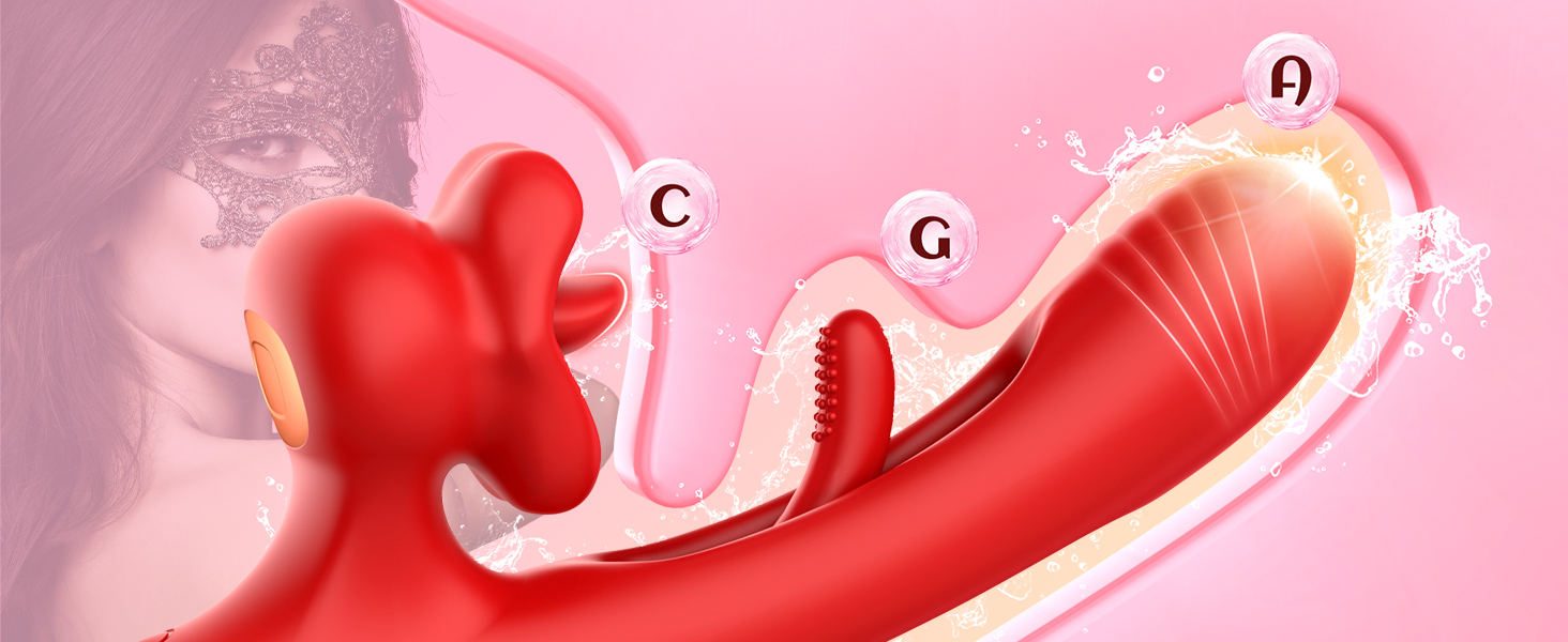 Вібратор для жінок Dildo з 7 режимами вібрації, стимулятором G-точки та клітора, рожевий