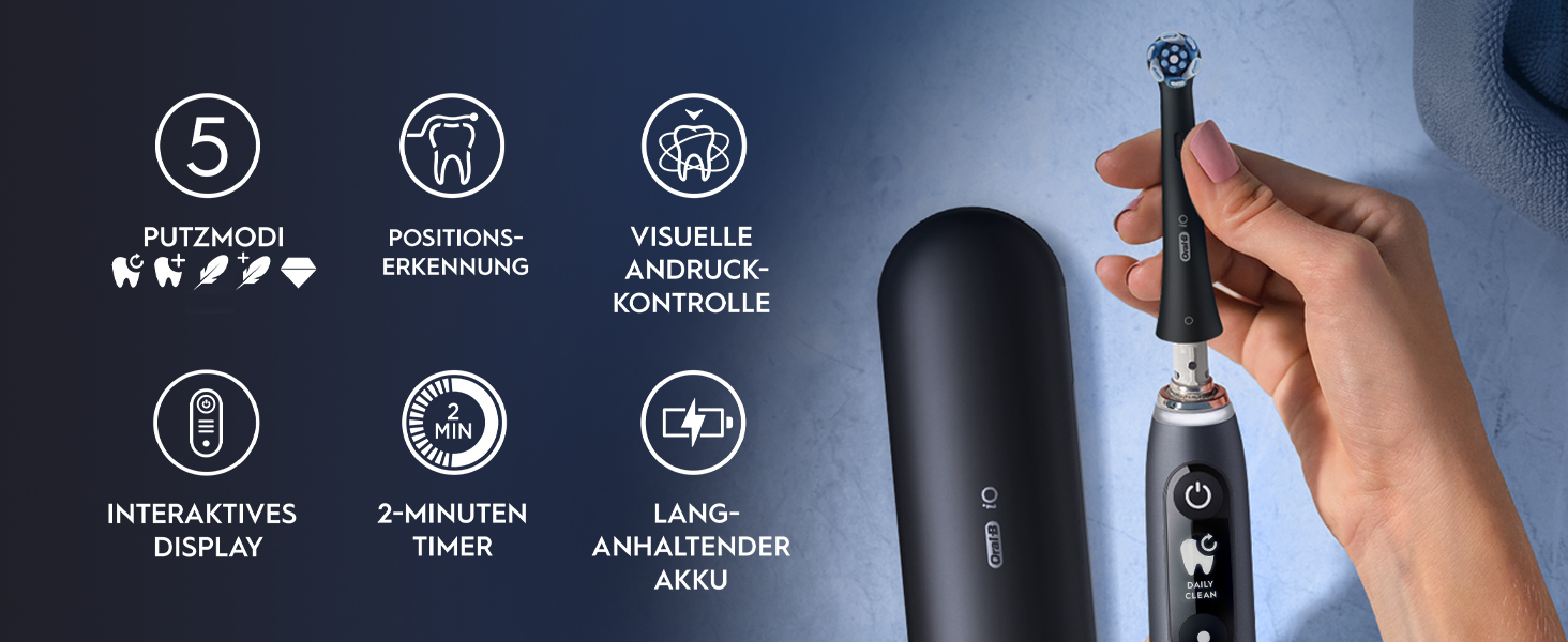 Електрична зубна щітка Oral-B iO Series 6 (Black Lava/Pink Sand), 5 режимів чищення, набір з 3 насадок та дорожнім футляром