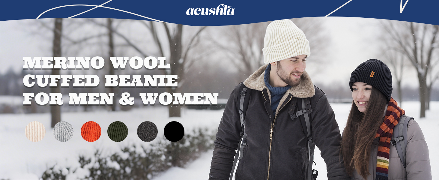 Зимова шапка біні ACUSHLA з 100% мериносової вовни, oversize (XL-XXL), колір кремовий