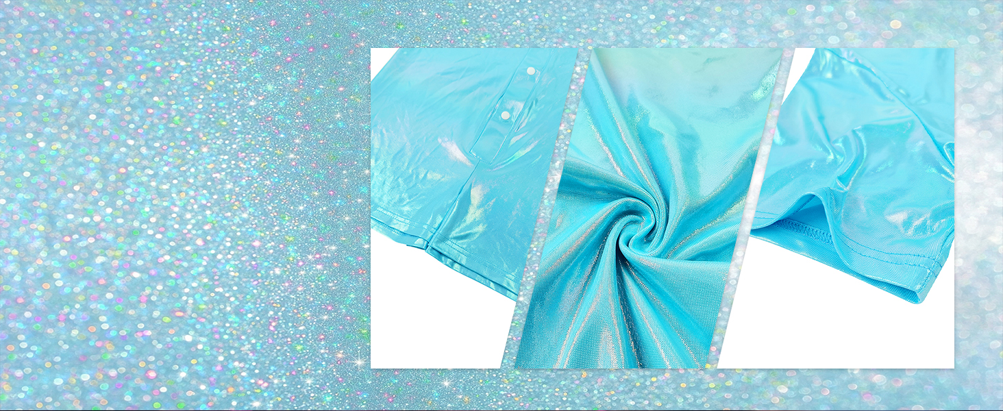 Чоловічий боді-піжама Landofgenie з короткими рукавами, металевий ефект, блакитний колір, розмір M