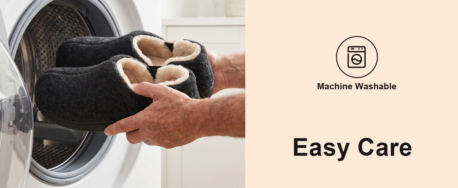 Чоловічі теплі зимові капці LongBay з ефектом пам'яті (Memory Foam), закриті домашні тапочки, чорні, розмір 42/43 EU