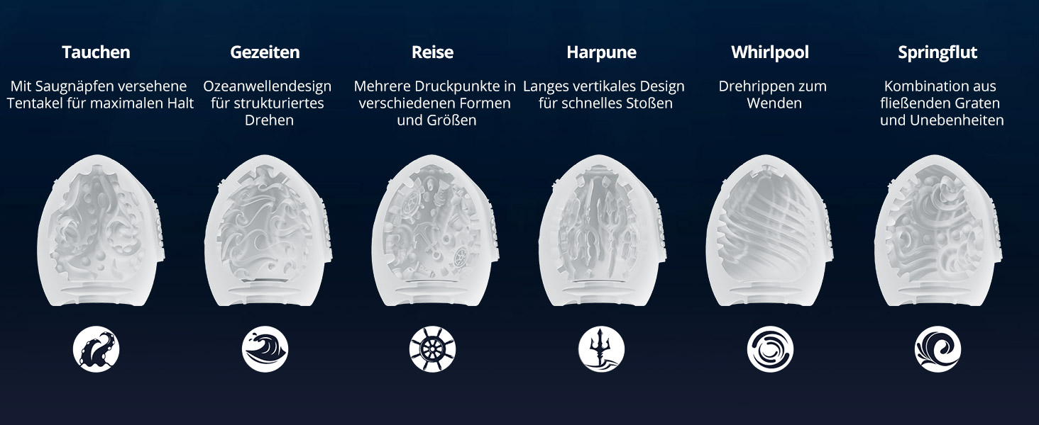 LOVENSE Kraken - чоловічий мастурбатор, яйцеподібний, 6 шт.