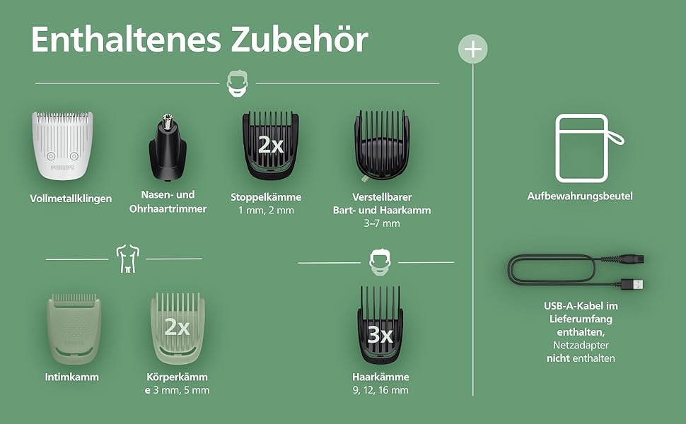 Універсальний тример Philips Multigroom Series 5000 MG5918/15 10-в-1 для бороди, волосся та тіла, самозагострювальні металеві леза, 11 налаштувань довжини (0,5–16 мм)