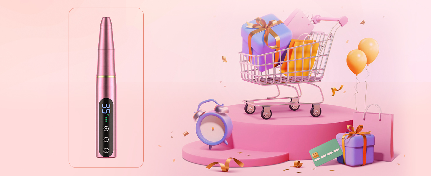 Професійний бездротовий апарат для манікюру та педикюру NAILGIRLS 35000 об/хв, електрична пилка для нігтів, гель-лаків та акрилу, набір 11 в 1, рожевий