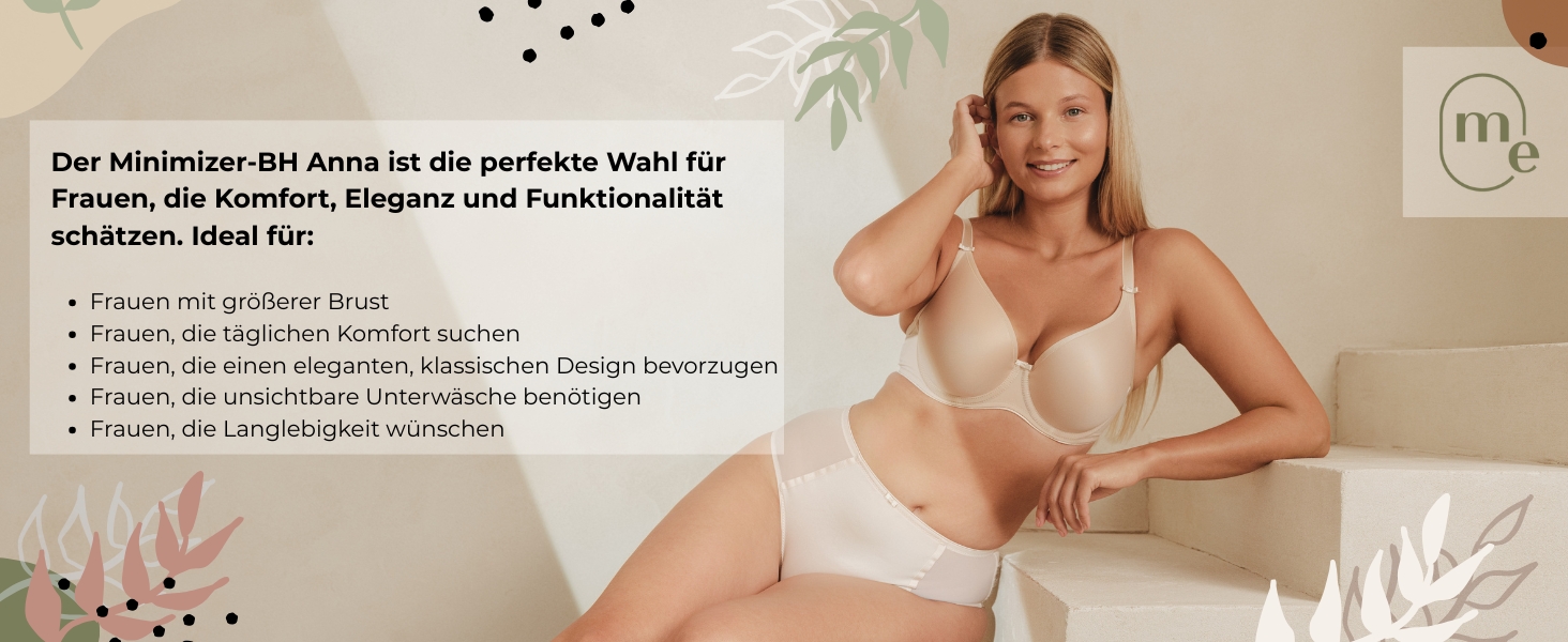 Бюстгальтер з кісточками Glatter Anna Beige 65I – бюстгальтер-мінімайзер для жінок