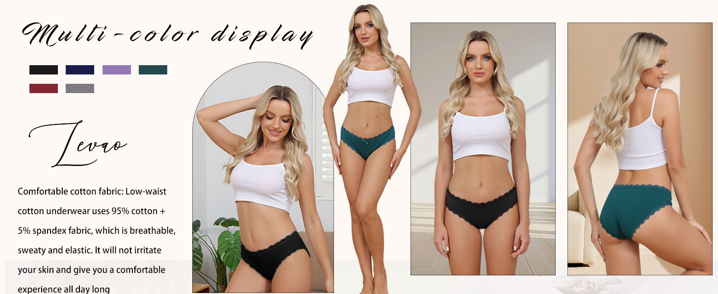 Сліпекс жіночі труси Levao 6 шт. бавовна мереживо дихаючі, комплект трусиків для жінок, S-XXL, 6 кольорів